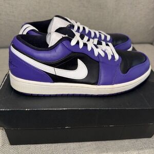 Men's Size 9.5‎ - Air Jordan 1 Low Court Purple/ White Black Violet Court 553558